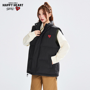 查尔斯桃心2025新款棉马甲男女加绒保暖冬季爱心宽松百搭棉服背心