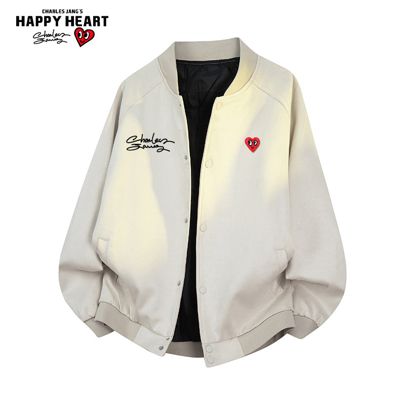 查尔斯桃心美式棒球服男女春秋季新款情侣百搭飞行夹克外套上衣服