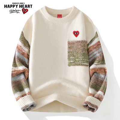 查尔斯桃心爱心圆领毛衣