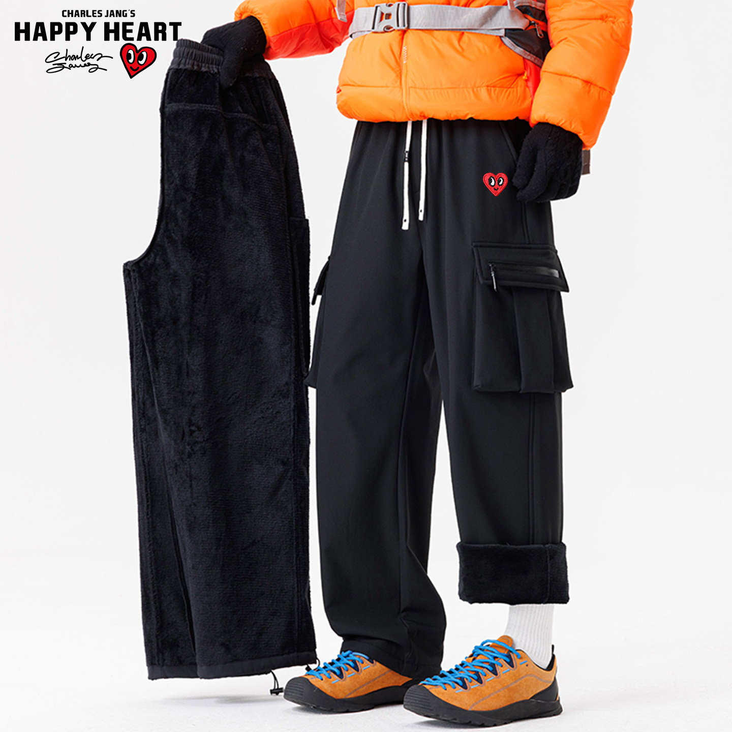 查尔斯桃心 美式大口袋机能工装裤子男秋冬季加绒加厚直筒休闲裤,男装,休闲裤,淘宝优惠券,粉丝福利购,淘宝优惠卷