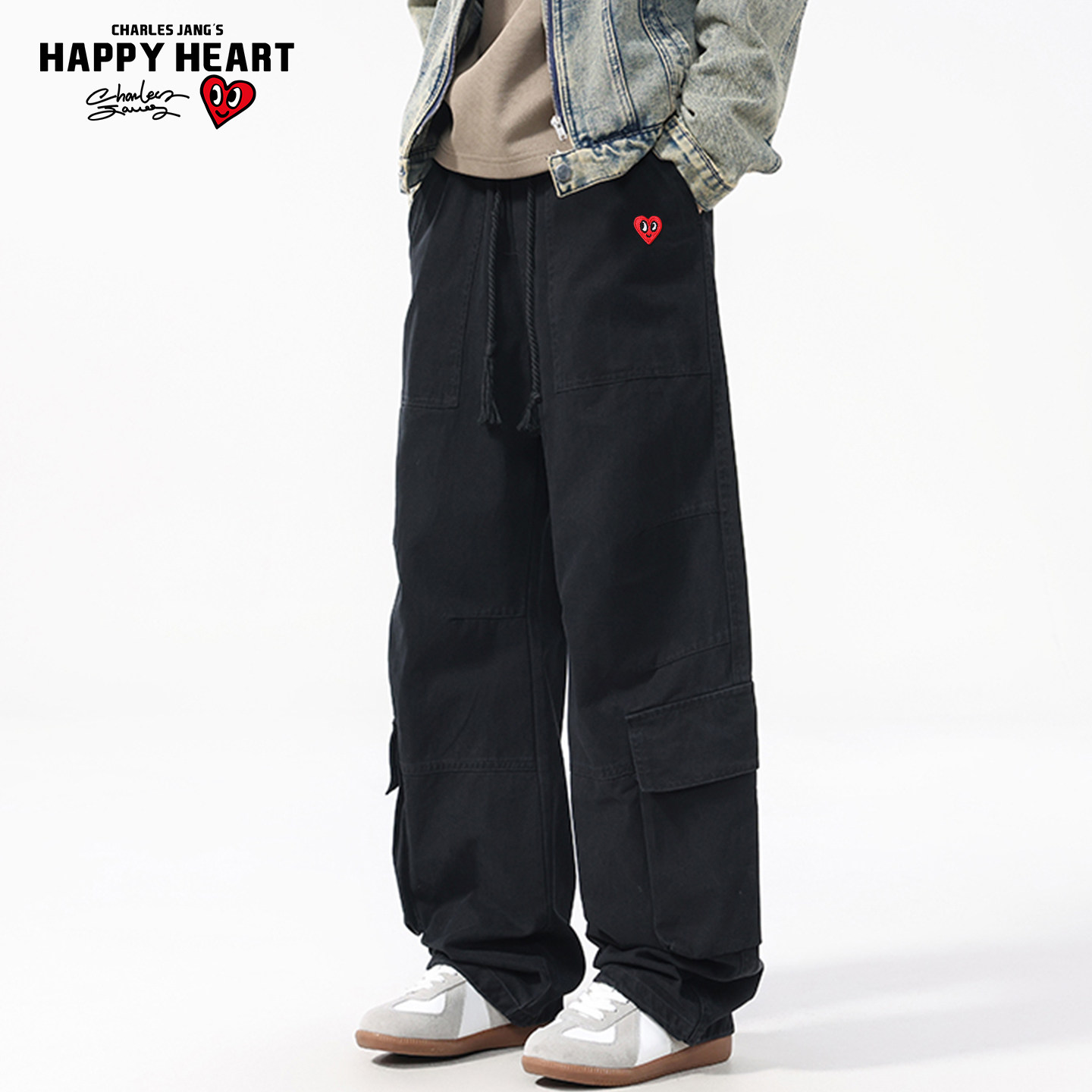 查尔斯桃心美式工装裤男2025新款秋冬季直筒宽松阔腿运动休闲长裤,男装,休闲裤,淘宝优惠券,粉丝福利购,淘宝优惠卷