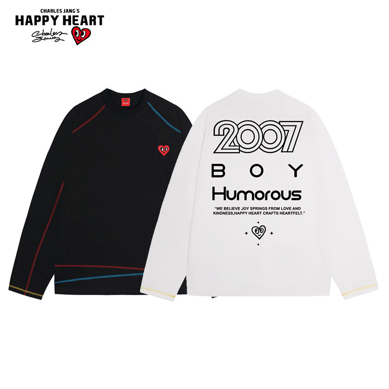 查尔斯桃心 美式设计款条纹长袖T恤男女春秋季宽松情侣休闲打底衫,男装,T恤,淘宝优惠券,粉丝福利购,淘宝优惠卷