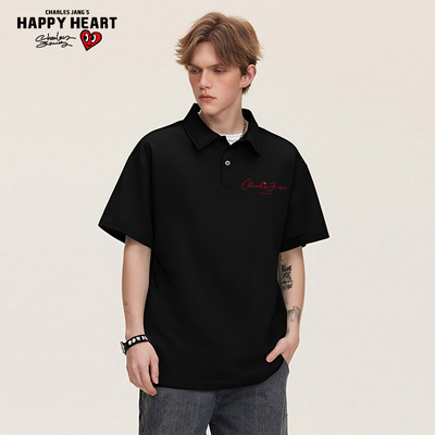 查尔斯桃心字母印花短袖POLO衫
