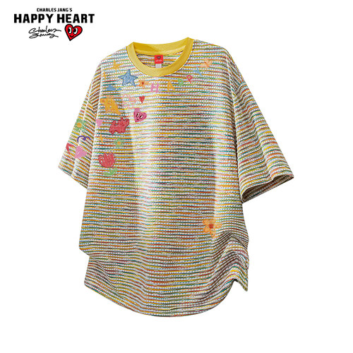 查尔斯桃心卡通涂鸦短袖T恤