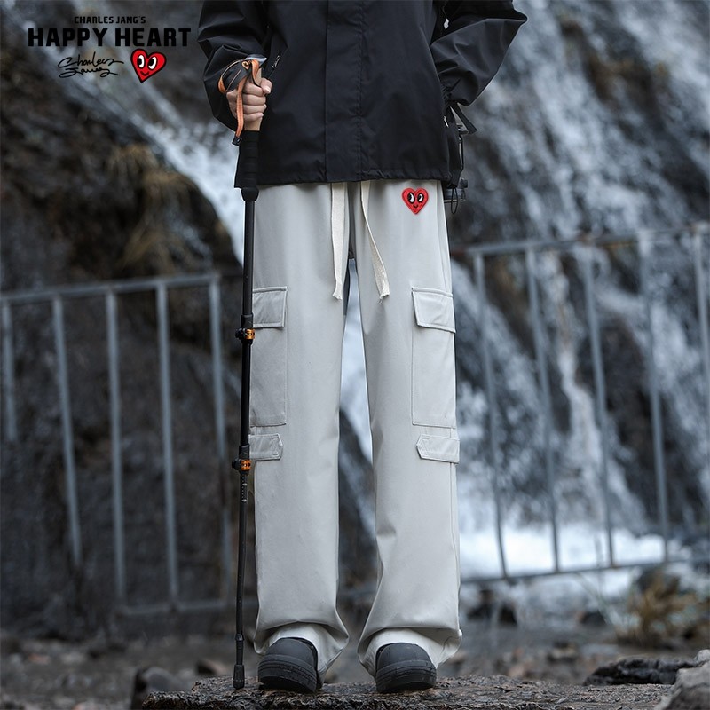 查尔斯桃心裤子男款户外防水新款宽松直筒美式痞帅多口袋工装长裤