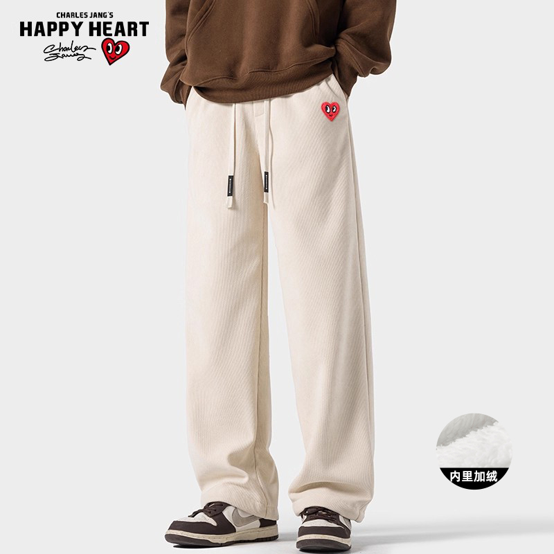 查尔斯桃心爱心加绒休闲裤