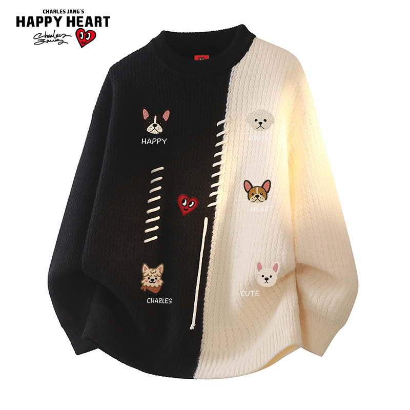 查尔斯桃心美式900g重磅圆领毛衣