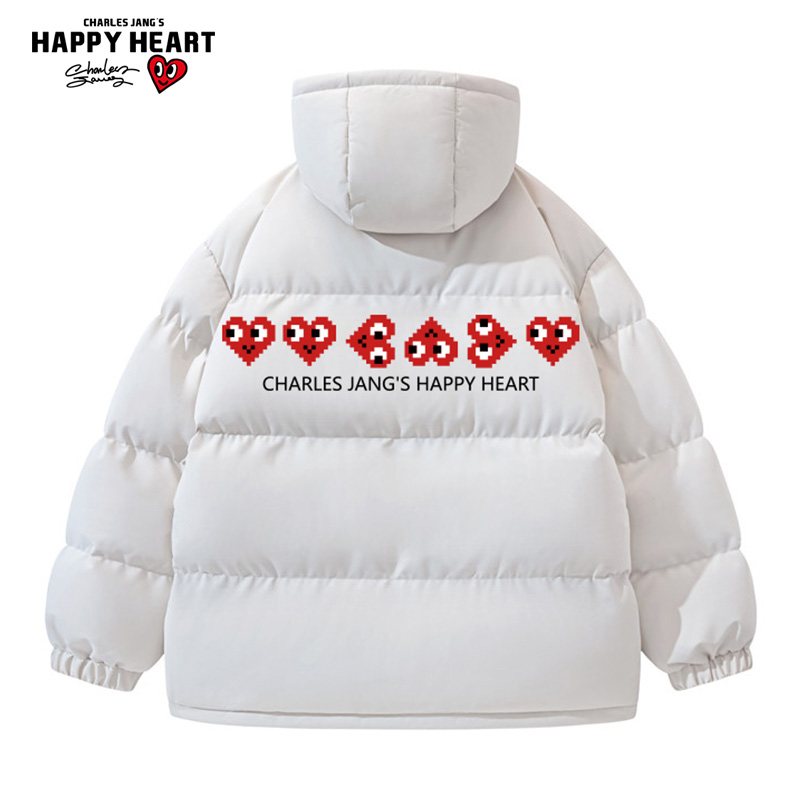 查尔斯桃心美式连帽加厚棉服