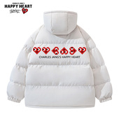 查尔斯桃心 卡通印花连帽棉服男棉衣棉袄 美式 2025年秋冬季 新款