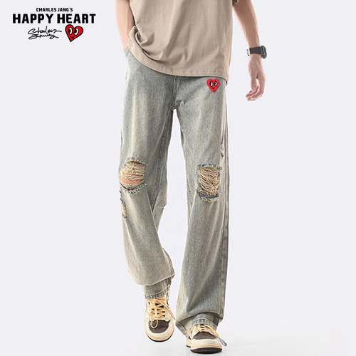 查尔斯桃心爱心牛仔裤