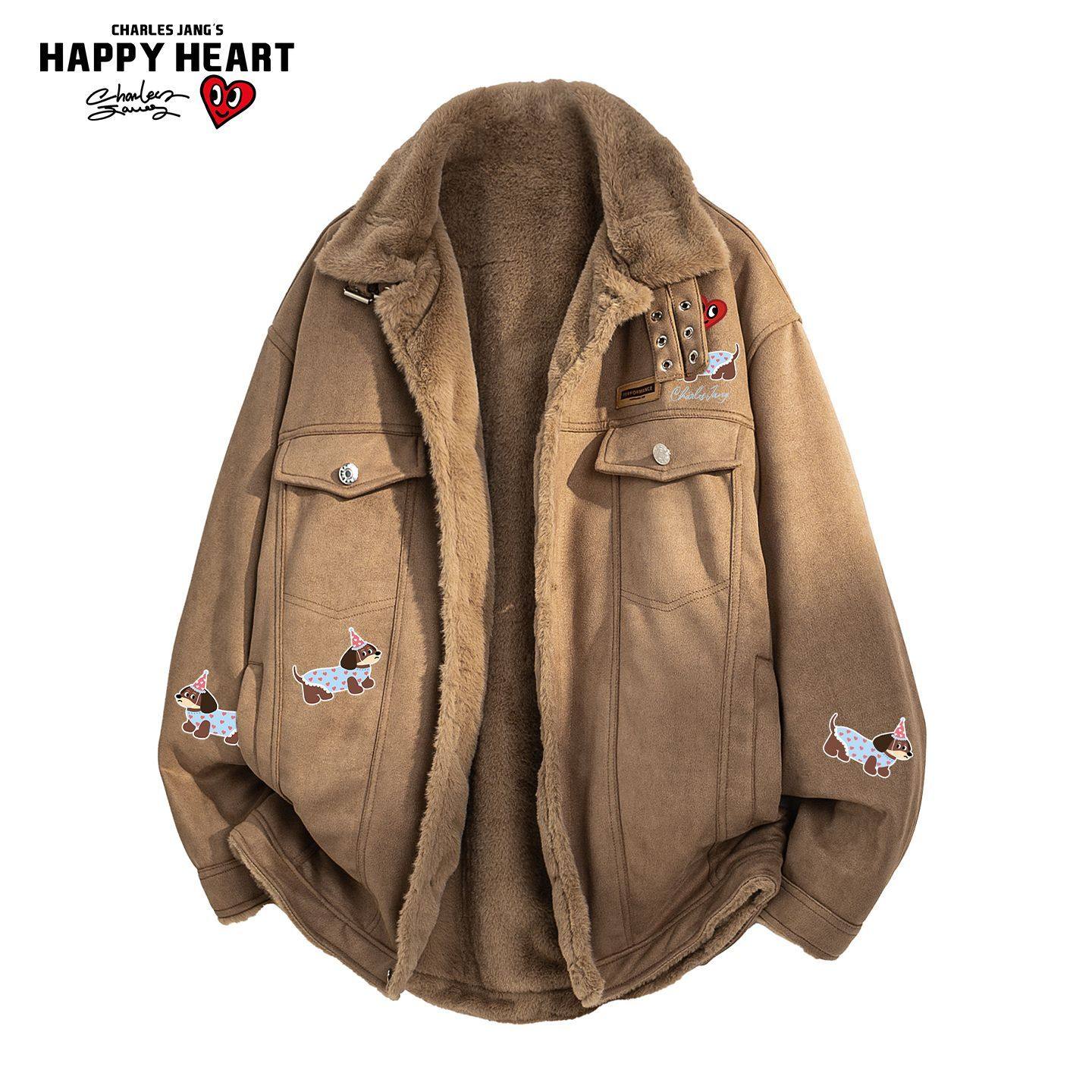 查尔斯桃心美拉德腊肠狗羊羔绒复古加厚棉衣冬季情侣保暖棉服外套,男装,棉衣,淘宝优惠券,粉丝福利购,淘宝优惠卷