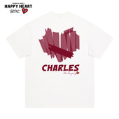 查尔斯桃心 纯棉宽松透气休闲情侣上衣 新款 爱心短袖 T恤男2025夏季