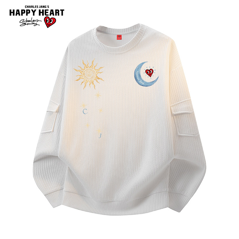 查尔斯桃心太阳月亮印花休闲宽松卫衣男女春秋季新款百搭长袖上衣,男装,卫衣,淘宝优惠券,粉丝福利购,淘宝优惠卷