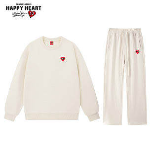 圆领套头宽松阔腿长裤 查尔斯桃心 2026新款 男女秋冬季 卫衣套装