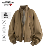 查尔斯桃心美式 廓形bomber90鸭绒立领羽绒服男女轻薄冬季 防寒外套