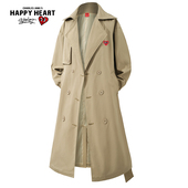 查尔斯桃心美式 潮牌复古情侣英伦风外套 新款 中长款 风衣男春秋季