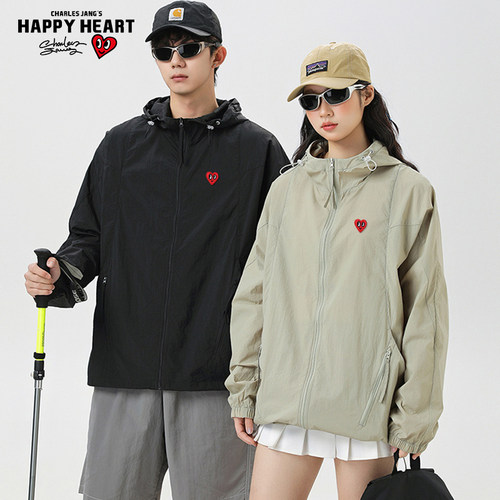 查尔斯桃心冰丝防水连帽防晒衣