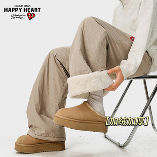 子男女冬季 百搭长裤 新款 宽松直筒加厚休闲裤 棉裤 查尔斯桃心加绒裤