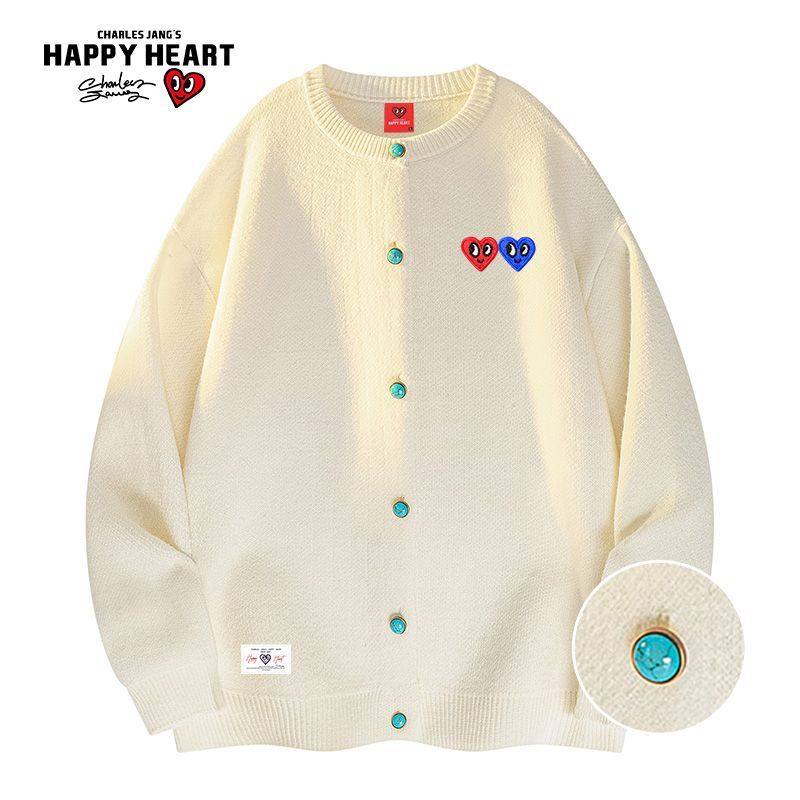 查尔斯桃心春季新款情侣双爱心刺绣徽章宝石纽扣针织开衫毛衣外套,男装,针织衫/毛衣,淘宝优惠券,粉丝福利购,淘宝优惠卷