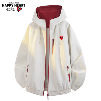 查尔斯桃心撞色连帽户外冲锋衣