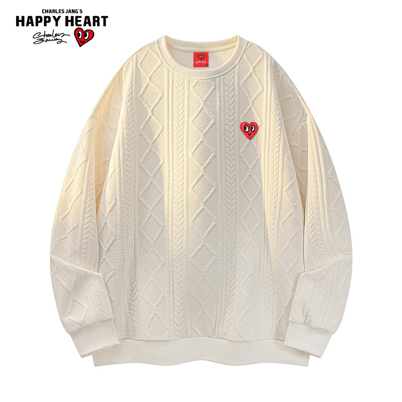 查尔斯桃心麦穗花纹卫衣男圆领