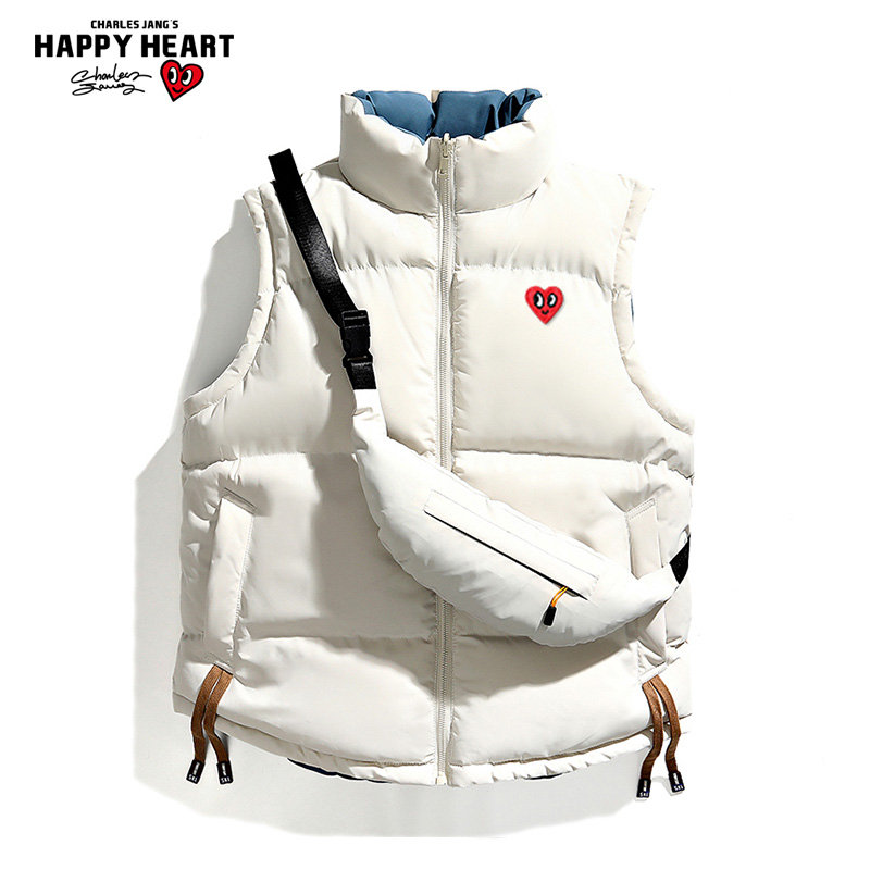 查尔斯桃心户外棉服立领马甲男