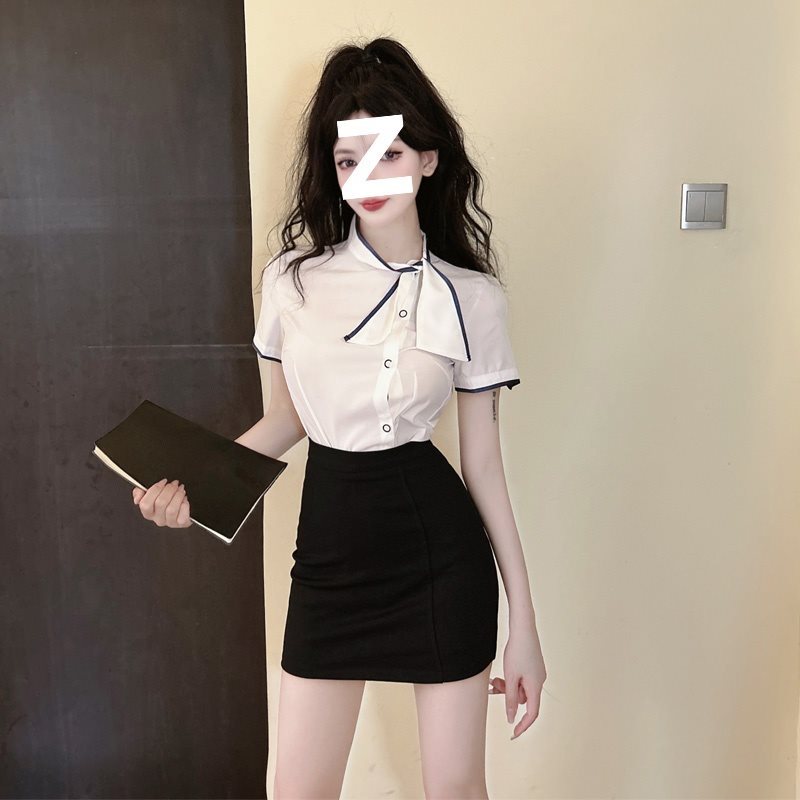 jk空姐制服套装女足浴技师工作服柔式足疗主播职业衬衫包臀裙