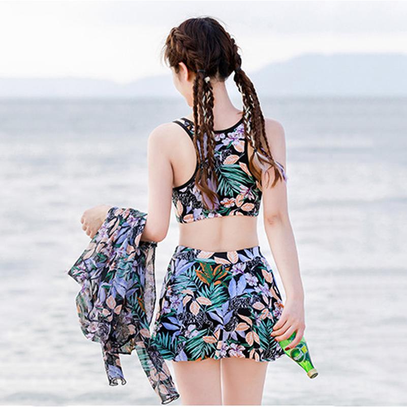 泳衣女分体裙式三件套显瘦遮肚长袖防晒宽松罩衫2025新款温泉泳装
