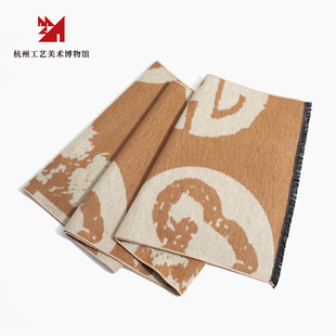 【杭州工艺美术博物馆】彩绣团花真丝拉绒围巾桑蚕丝长巾保暖