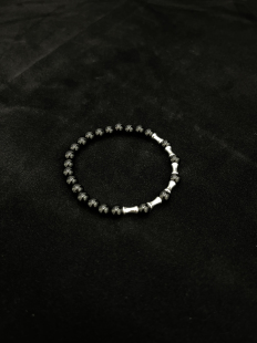 ranger lone 全新原创纯银竹节黑曜石情侣串珠手链 707同款