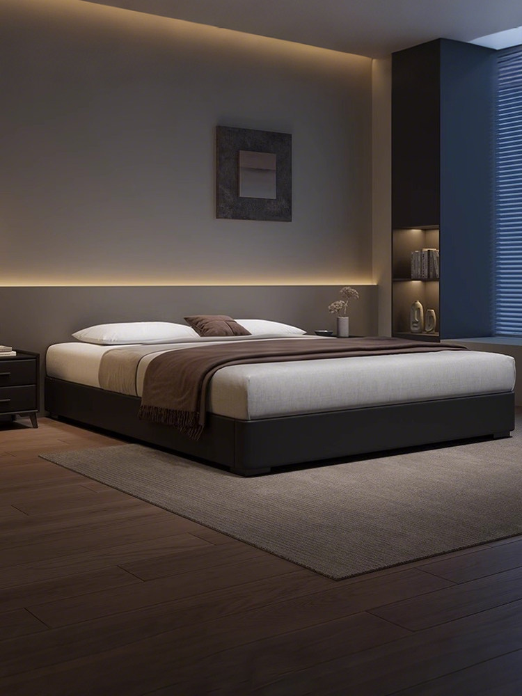 福遇无床头气压储物床皮床可定制意式极简主卧侧开床简约双人床