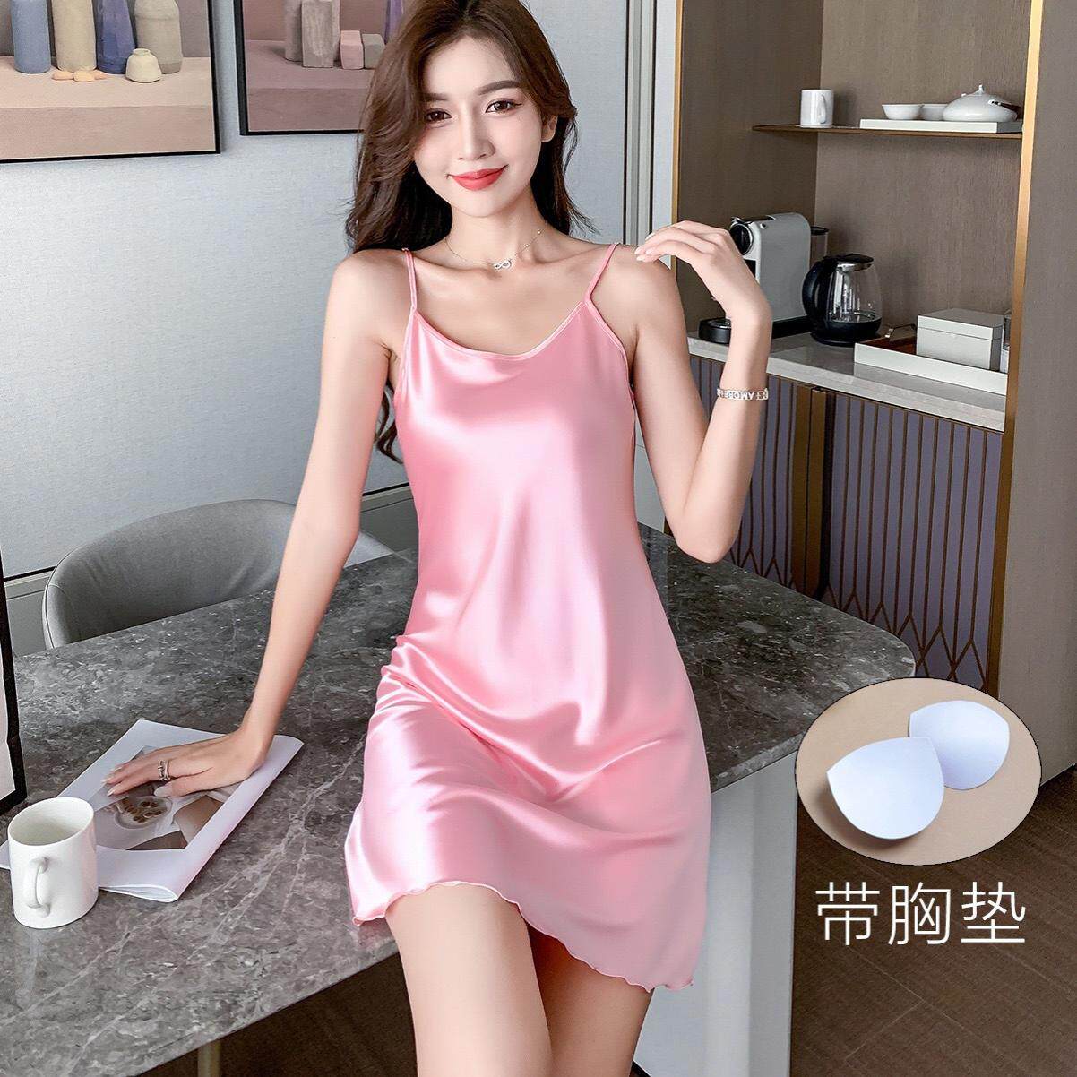 睡衣女夏季2025新款冰丝吊带圆领