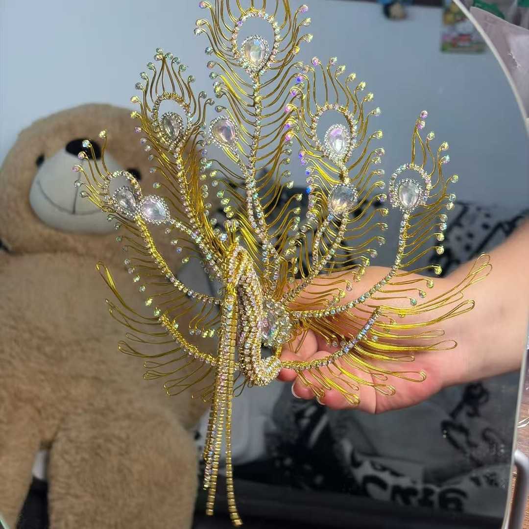 金丝凤发簪手作中国风华丽凤冠