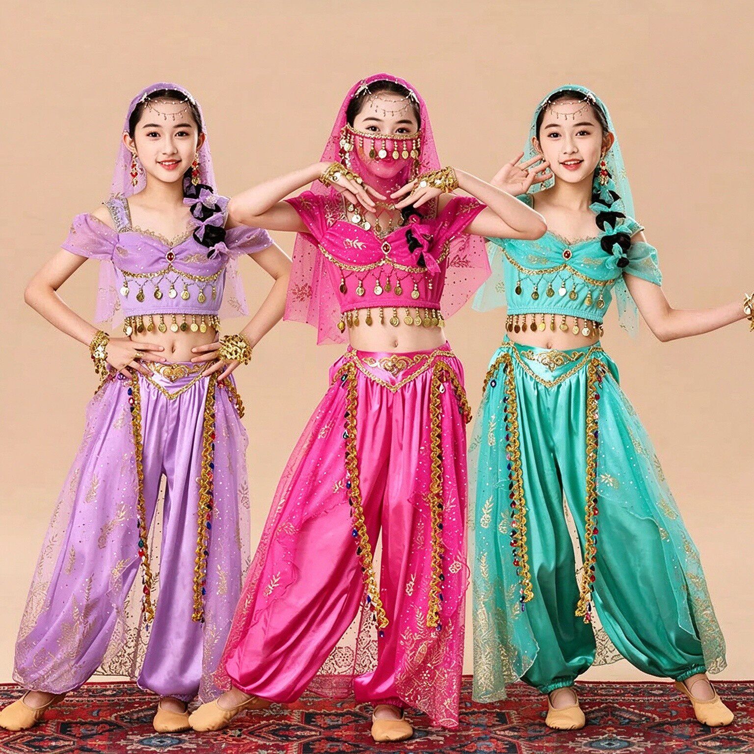 万圣节新款阿拉丁茉莉公主儿童表演套装印度舞女异域风情演出服