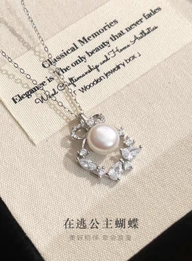 原创在逃公主蝴蝶结纯银项链韩版简约小清新少女心锁骨链ins吊坠