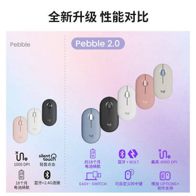 罗技K390+Pebble2键鼠蓝牙套装无线蓝牙设备切换平板办公轻音轻薄