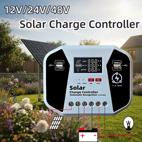 太阳能智能充电控制器12V/24V/48Ⅴ自适应60A/80A/100ALED显示屏