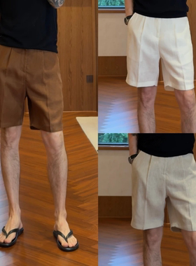 夏季男士轻奢老钱风纯色五分短裤