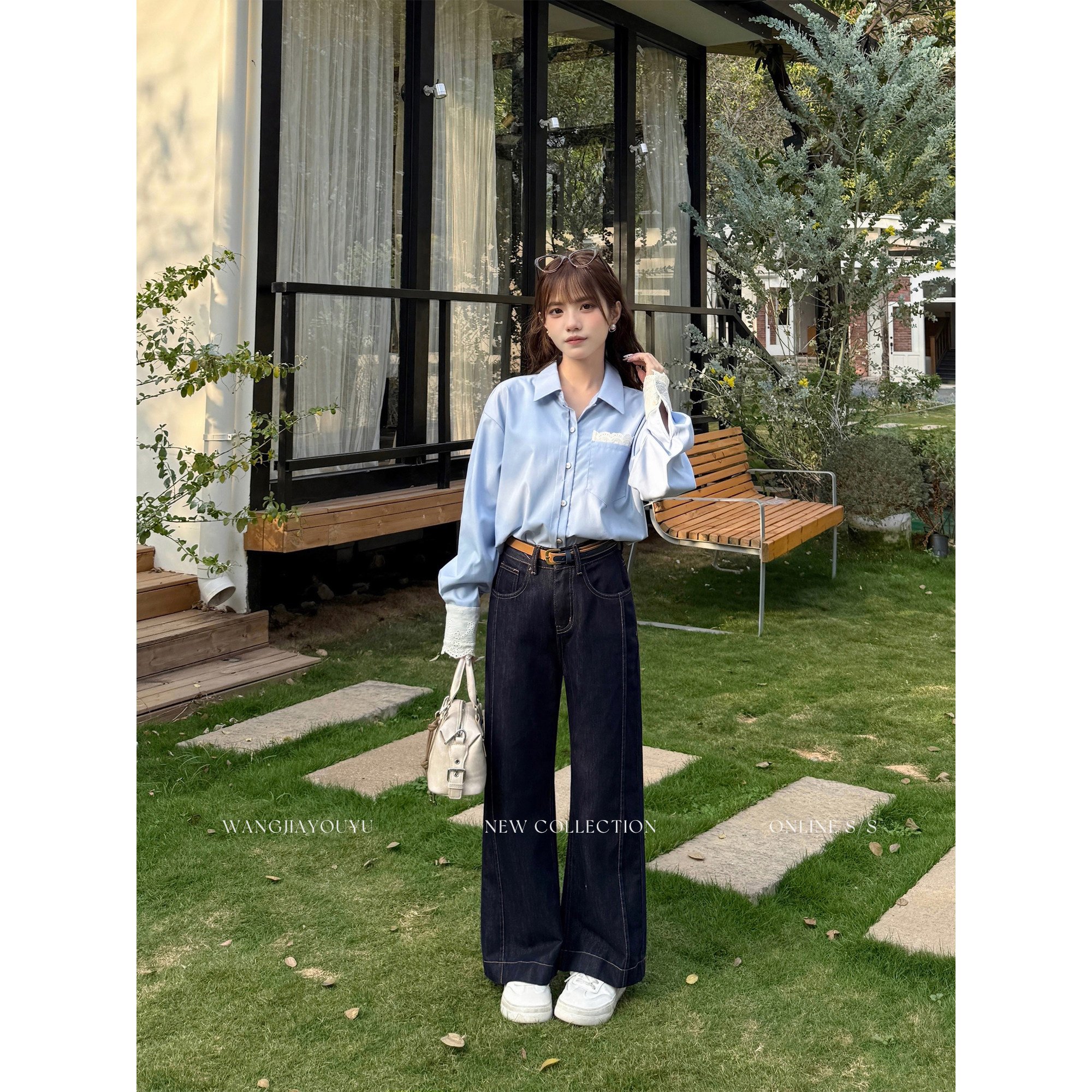王家有鱼【小个子定制】莱赛尔阔腿裤女2026夏季新款时尚牛仔裤子