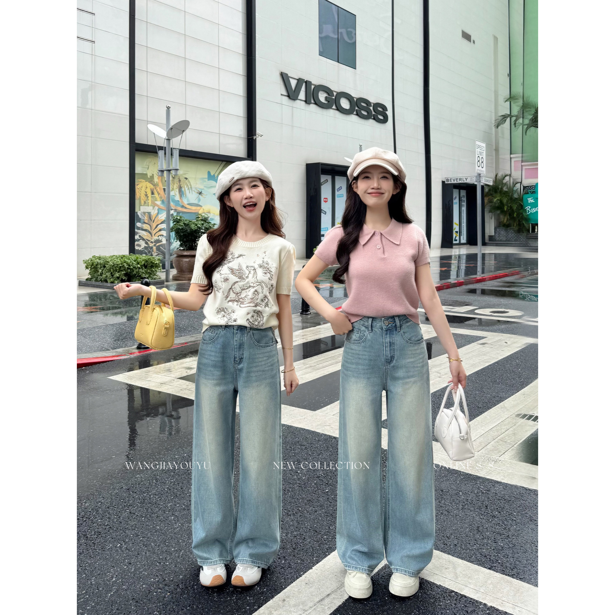 王家有鱼【大姚小姚】小个子复古弯刀阔腿裤女2026夏季百搭牛仔裤