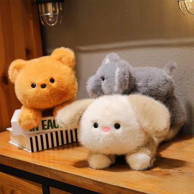 原创小象娃娃玩偶桌面摆件可爱毛绒玩具陪伴白兔棕熊学习搭子礼物