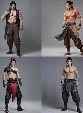 古装武侠服装侠客大力士演出服群舞蹈服装质子团战舞套装古代时尚