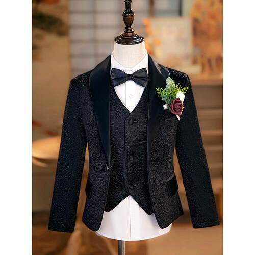 亮片儿童套装舞台派对主持人花女男孩礼服t台套装钢琴表演套装