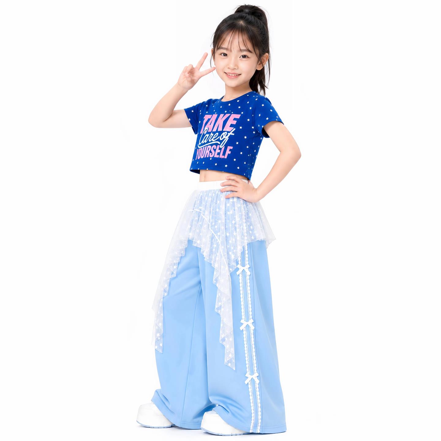 爵士舞服装女童潮酷时髦街舞jazz夏季甜酷风多巴胺潮牌演出服套装图片