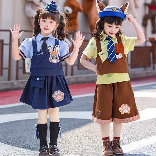 男童套装疯狂动物城尼克狐狸演出服夏季女童兔子警官儿童COS服装