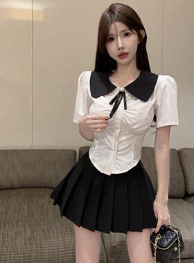 足部按摩足浴技师工作服新型女士减龄优雅衬衫百褶裙工作服Jk制服