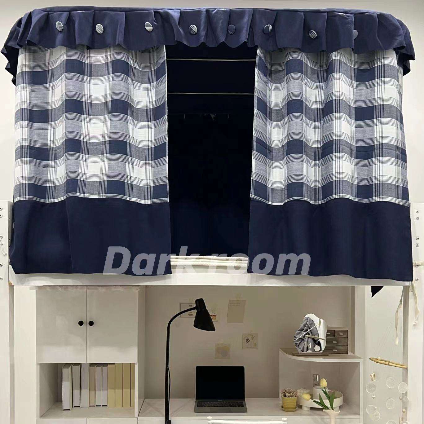 Dark room包邮大学生上下铺宿舍甜美清新遮光透气棉麻床帘格安