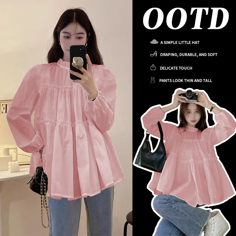 孕妇装春装上衣春秋款长袖孕妇衬衫春季衬衣打底娃娃衫宽松上衣女