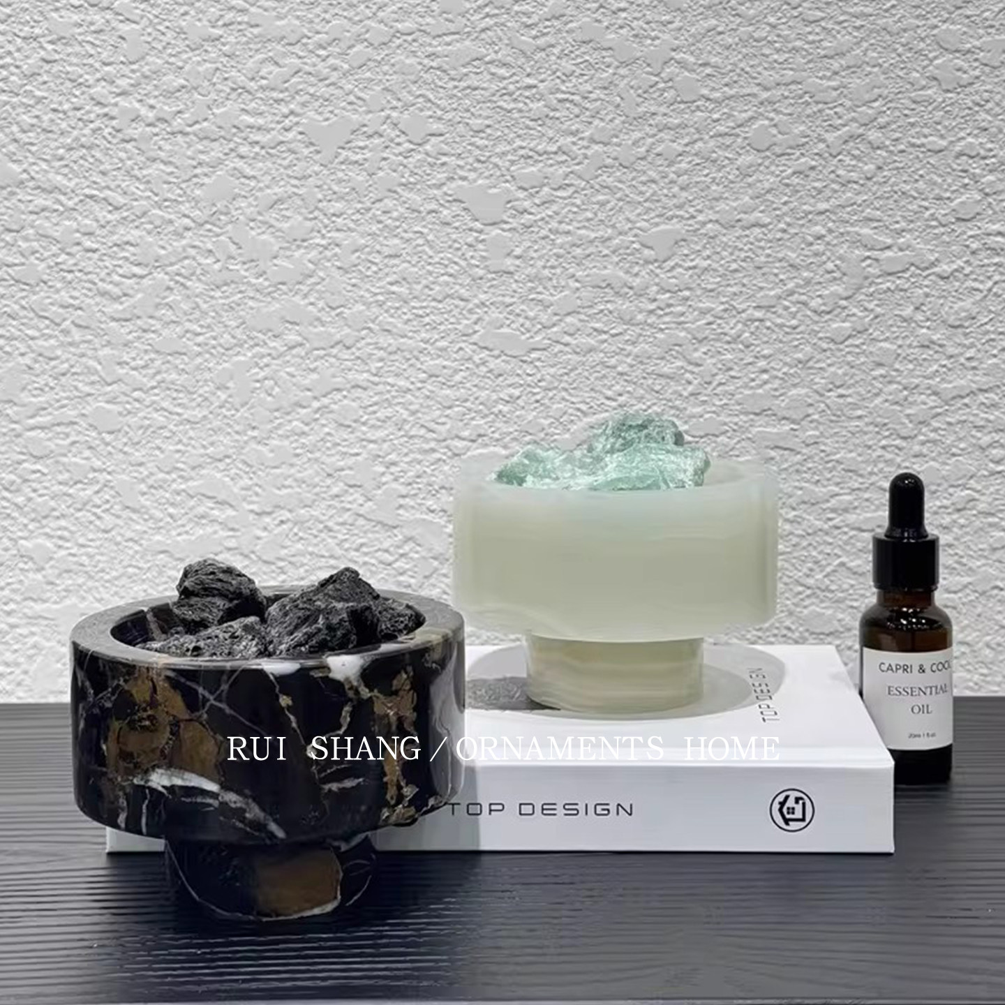 简约现代会所样板间玉石香薰大理石精油扩香器床头柜装饰香薰瓶