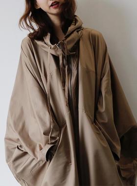 i透ns 设计感蝙蝠袖防晒衣PBZ 带帽中款长风衣外套轻薄气 宽松胖m
